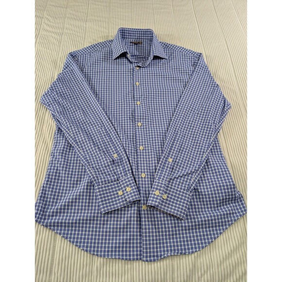Peter Millar Southern Comfort Shirt Men’s L Blue Plaid Button Up Preppy - Picture 4 of 8